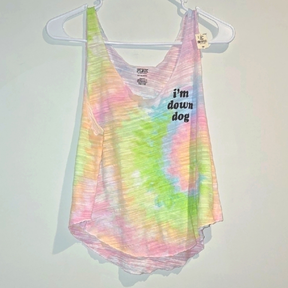 PINK Victoria's Secret Pink and Yellow Crop Tank Top